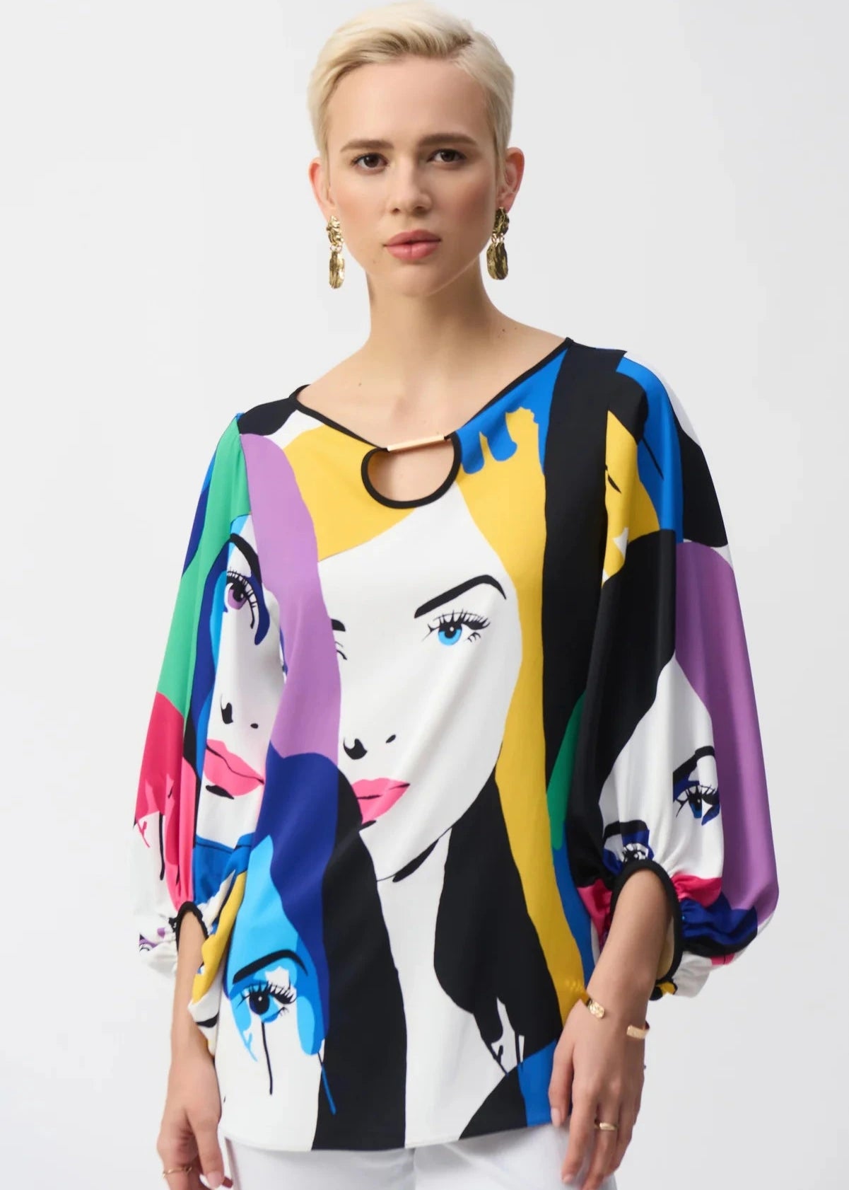 MULTI COLOUR FACE PRINT TOP