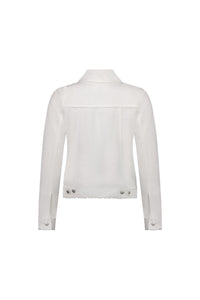 LINEN JACKET WITH FRAYED SEAMS - WHITE