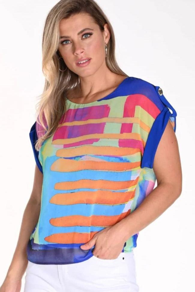 MULTI COLOUR ABSTRACT PRINT TOP