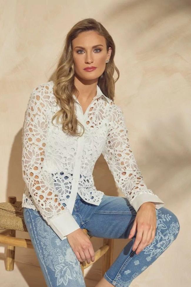 WOVEN LACE SHIRT WITH CAMISOLE