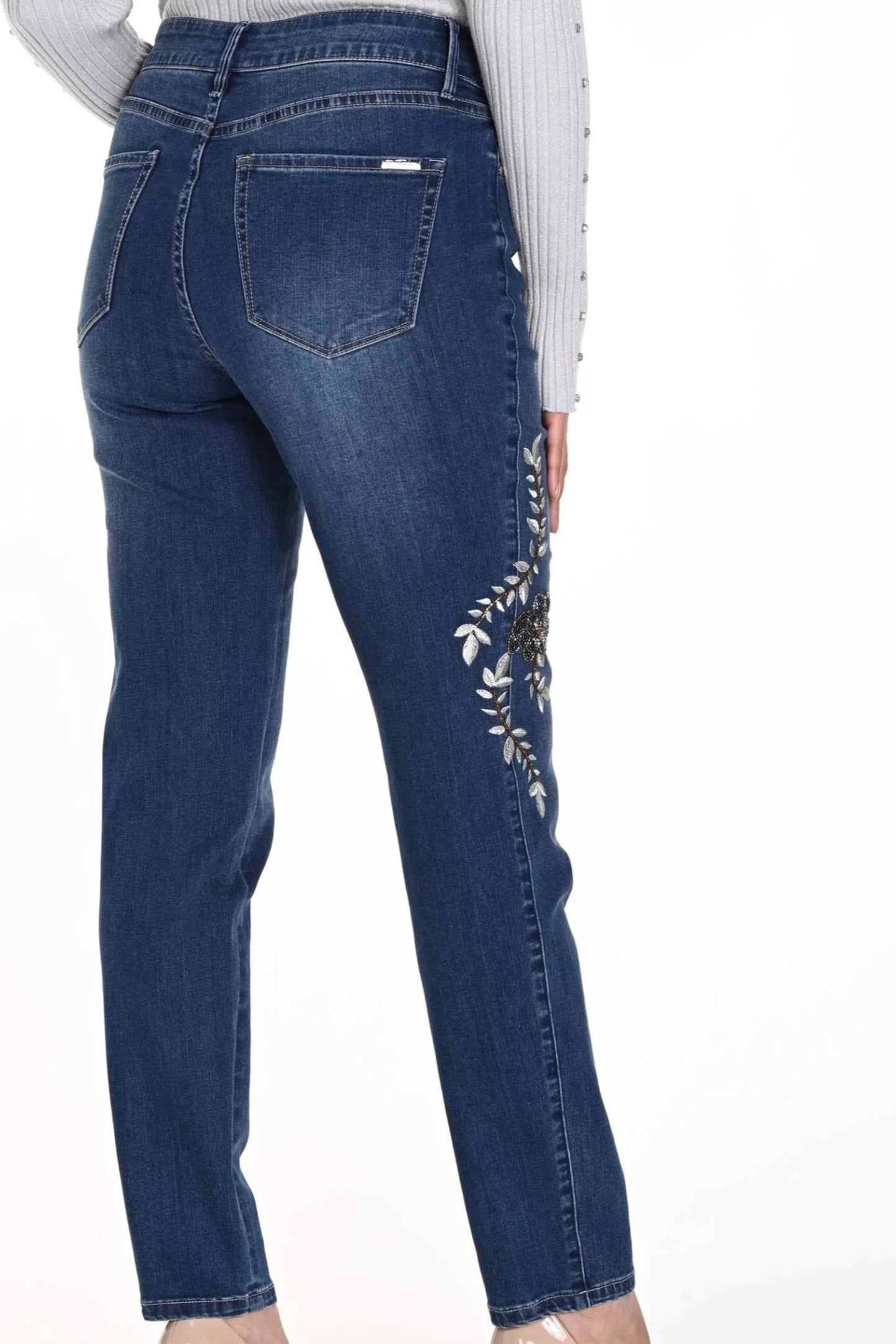 WOVEN DENIM EMBROIDERED JEANS