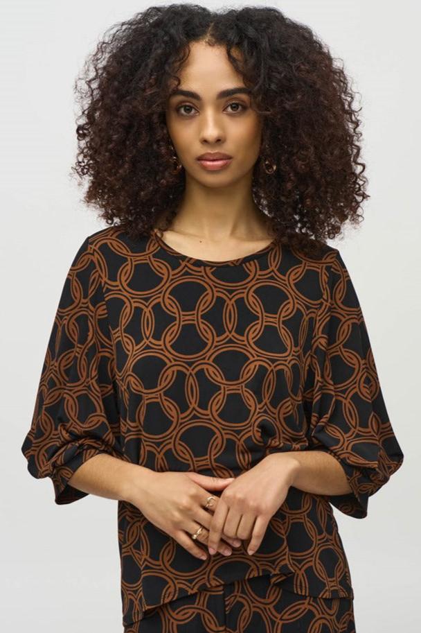 SILKY KNIT CHAIN PRINT TOP