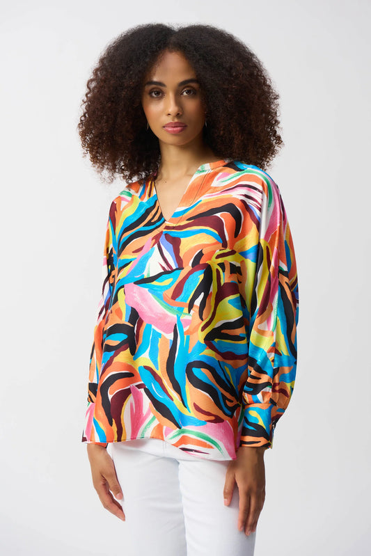 MULTI COLOUR SATIN PRINT TOP