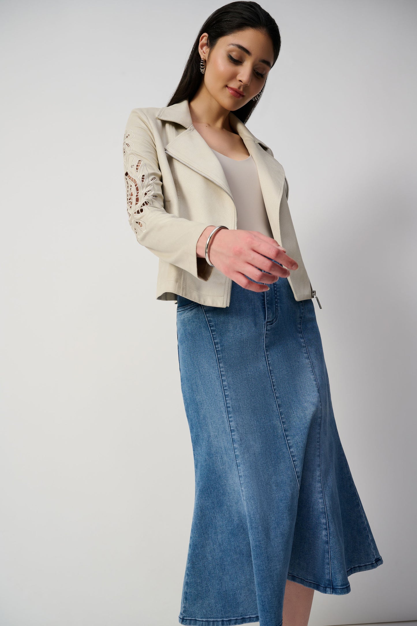 STRETCH DENIM TRUMPET SKIRT