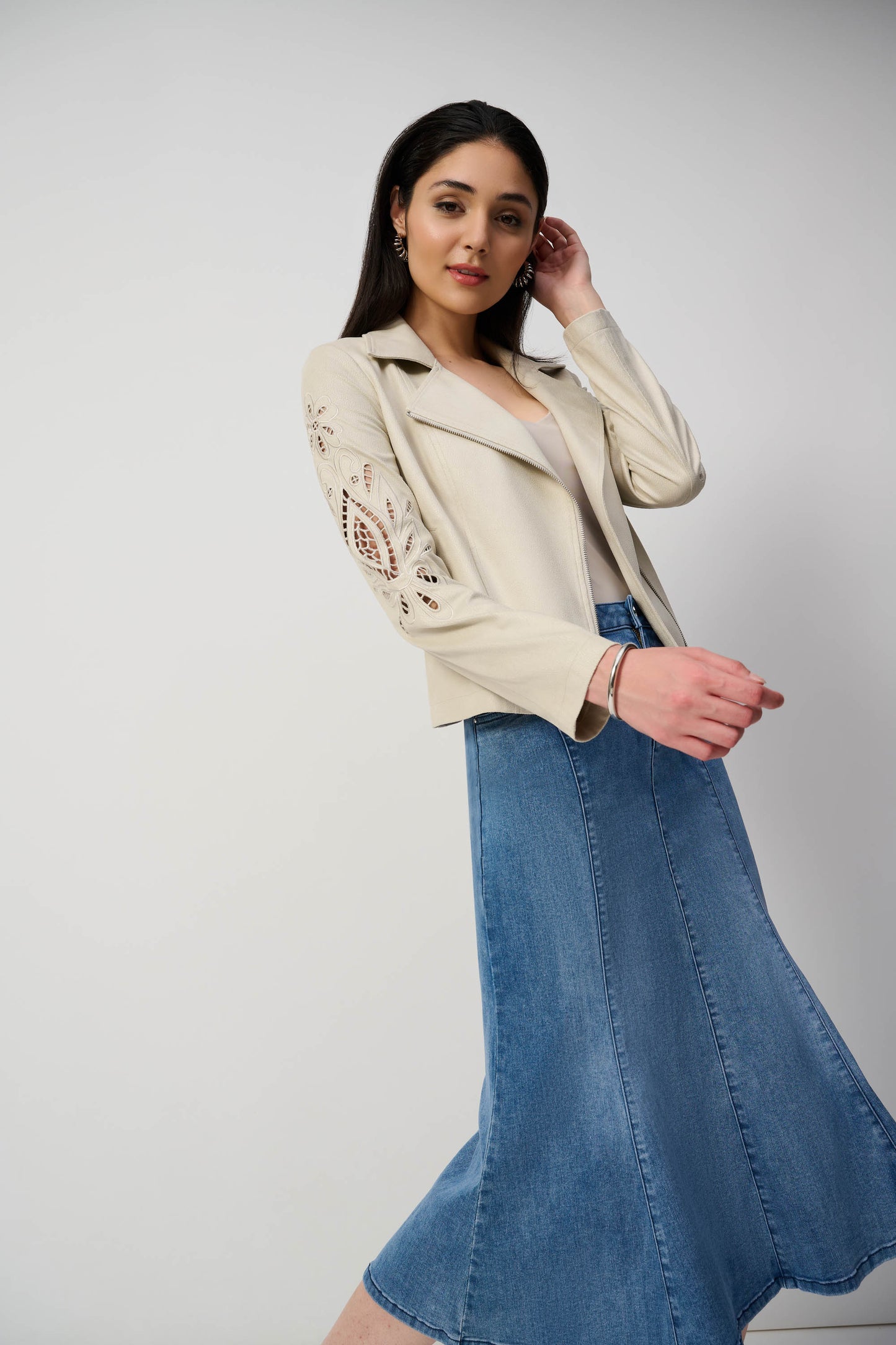 STRETCH DENIM TRUMPET SKIRT