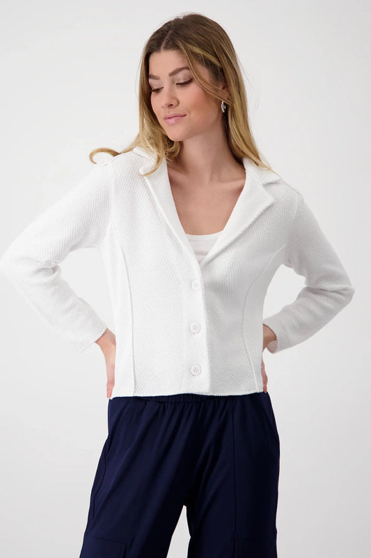 COTTON KNIT BLAZER - WHITE