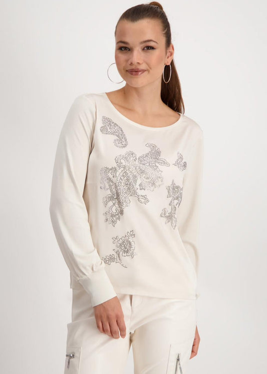 PAISLEY PATTERN DIAMANTE TEE