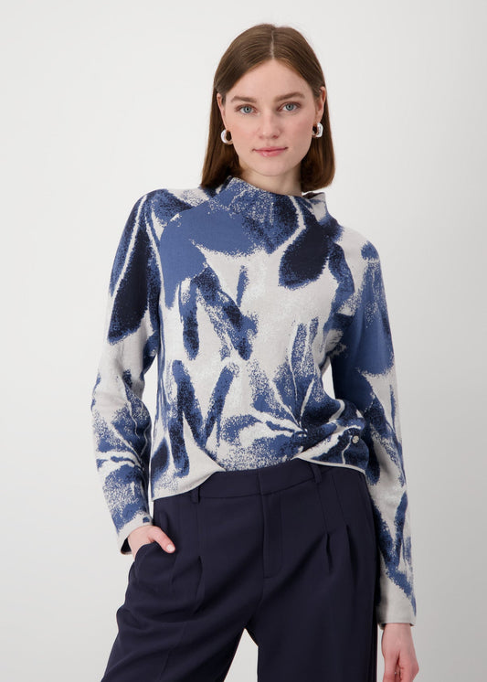 STAND UP COLLAR PULLOVER - MOON PATTERN