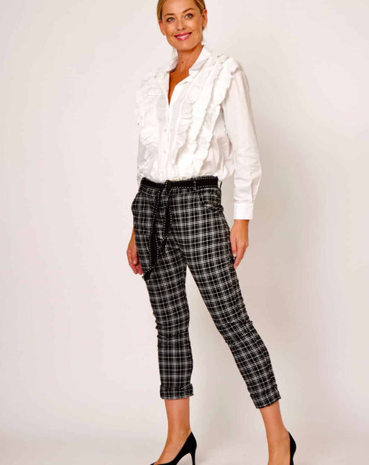 BELTED CHECK PANT