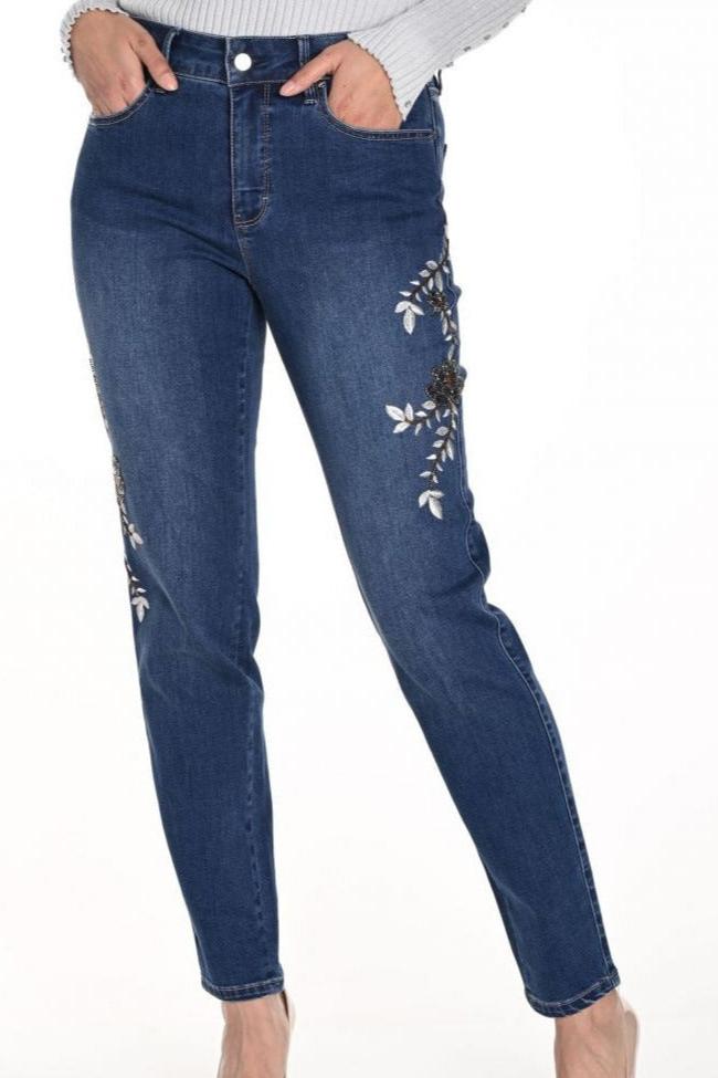 WOVEN DENIM EMBROIDERED JEANS